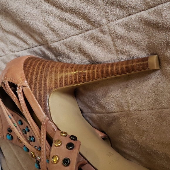 Nine West platform leather embelished heeled sandals - Picture 9 of 14